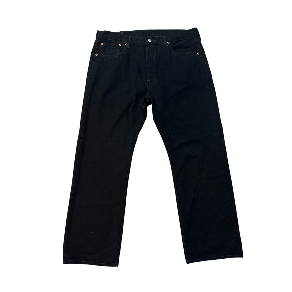 Levi's 501 Black Denim Jeans Straight Leg Button Fly Mens 38x29 Retro 90'sGrunge